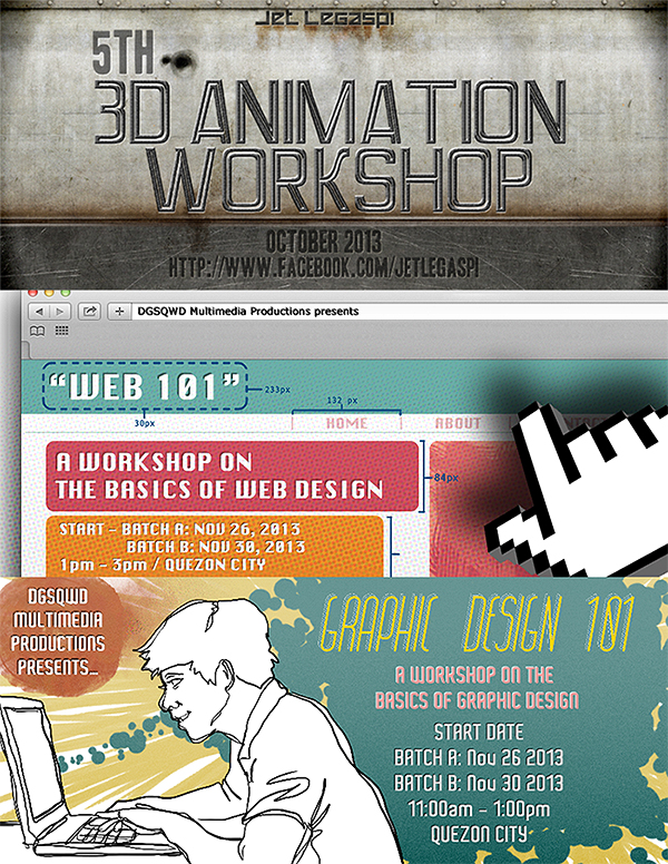 Web / FB banners for DGSQWD Multimedia Prod's workshops